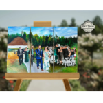 Live wedding painting on a triptych