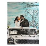 Vintage jeep live wedding painting
