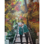 Fall forest live wedding painting Indiana outdoor ceremony