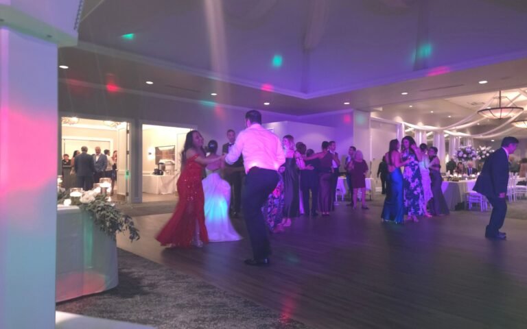 Professional wedding DJ controller and audio equipment