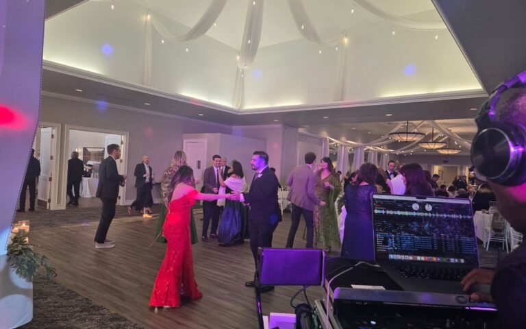 Wedding couple celebrating on the dance floor at The Hawthorns