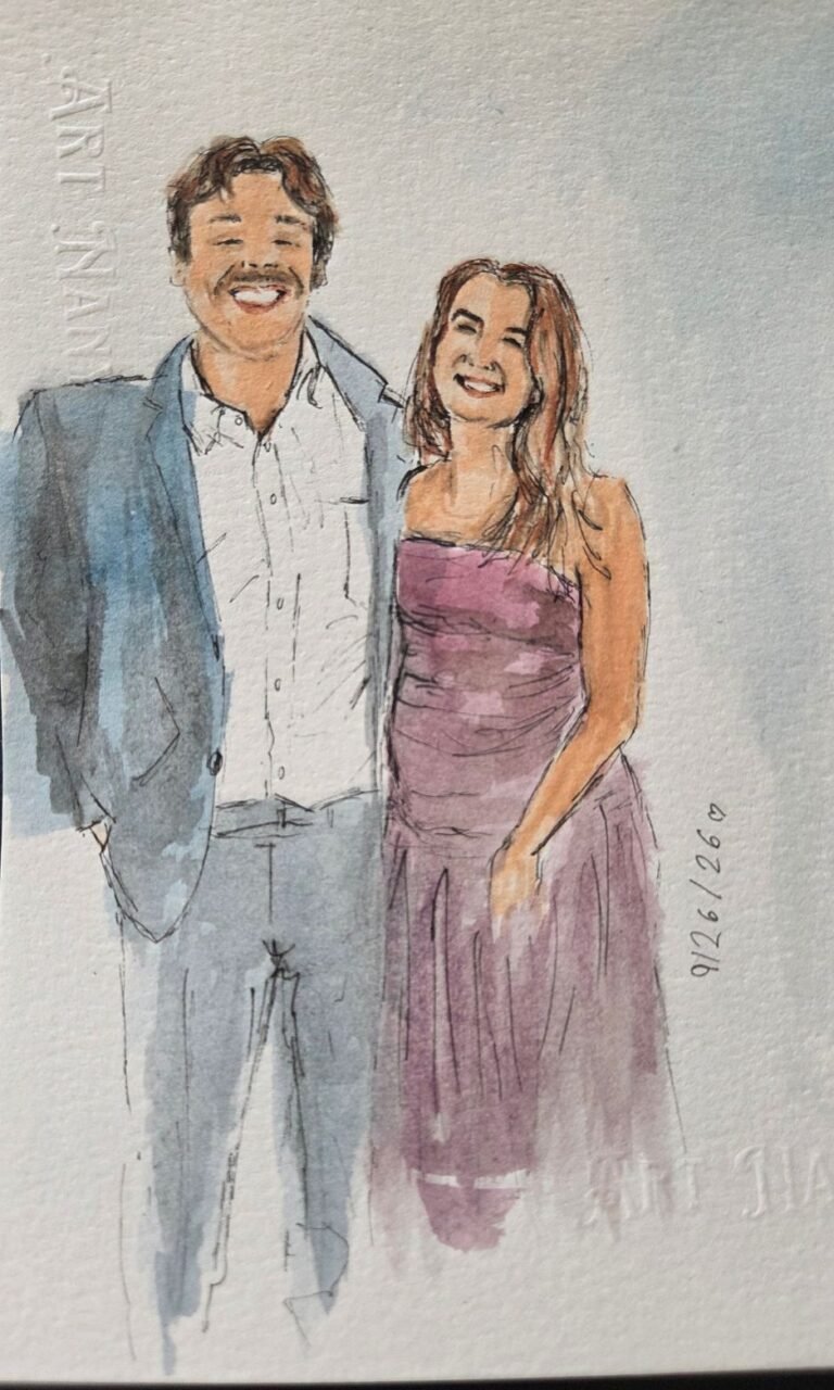 Live watercolor painting experience for wedding guests