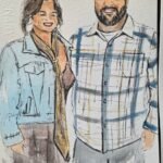Hand-painted watercolor wedding guest portraits in Dayton, Ohio