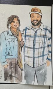Hand-painted watercolor wedding guest portraits in Dayton, Ohio
